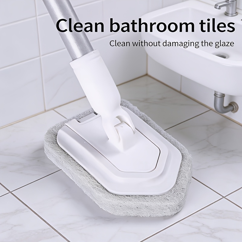 dual head retractable floor and shower brush long handle multi purpose cleaning for bathroom bathtub floor baseboards sink kitchen   walls made of plastic 4