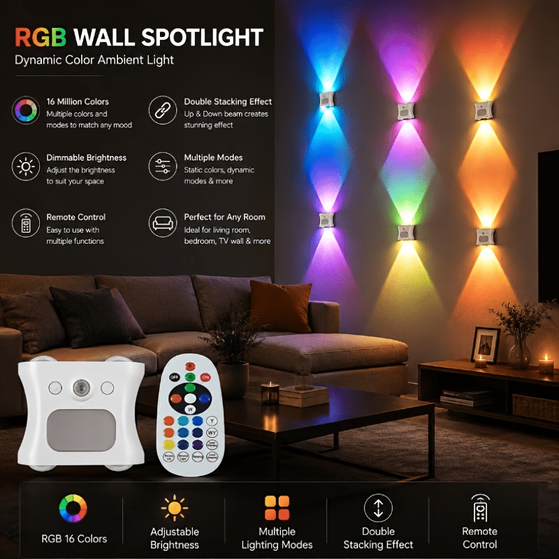 USB Rechargeable RGB Night Light with Remote Control