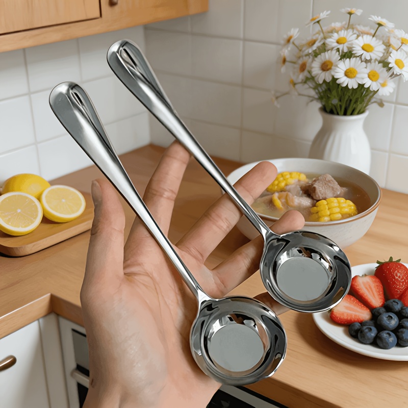 TEMU Style Thickened Stainless Steel Soup Spoon, 2pcs Set. Features A Mirror-polished Finish For A Bright, . The Edges Are Polished Without Burrs,