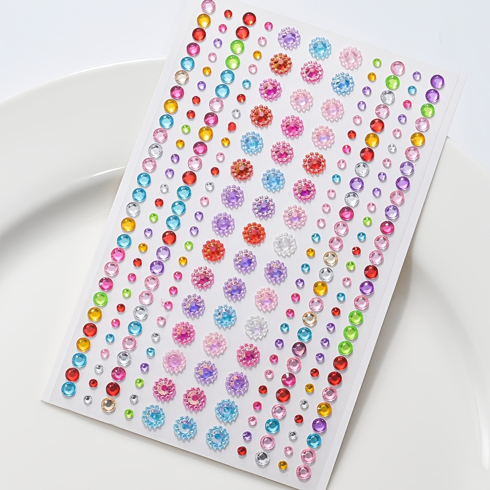 Colorful Shiny Rhinestone Stickers, Gemstone-like Facial Decorations, Self-adhesive Jewelry Stickers, For Makeup, Festivals, Parties And Performances