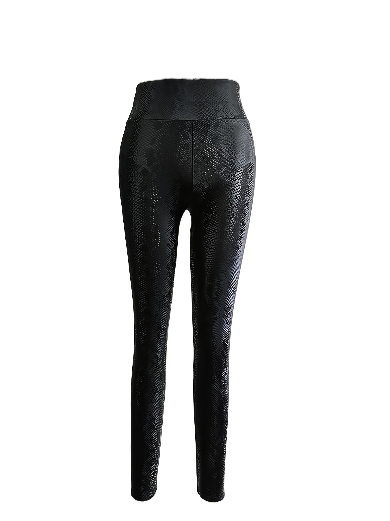 [Shaping Leggings] PUPU Women's High-Waisted Shaping Tummy Control Butt-Lifting Leggings | Glossy Black Leather-Like 7/8 Length Stretch Ankle Pants with Elastic Waistband, All-Season & Casual Wear - Non-Sheer Durable Fabric