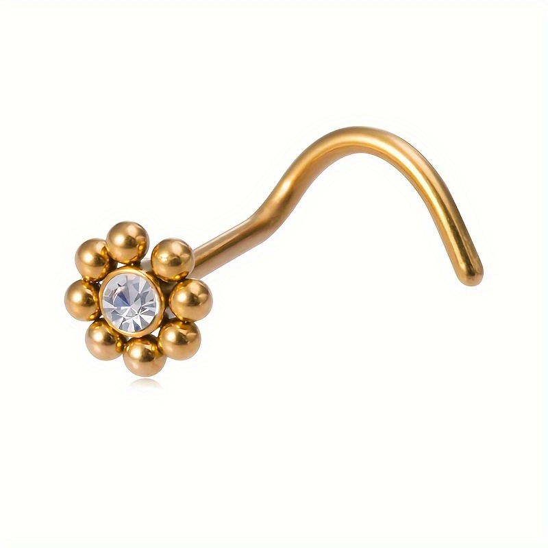 1pc Flower Screw Nose Stud Piercing Stainless Steel Retainer Nariz Bone Ring Cute Nostril Pin For Women Trendy Body Jewelry