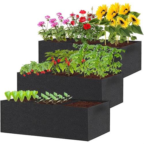 3pcs large 3 compartment garden grow bags breathable garden raised bed bags planting bags for growing vegetables flowers and herbs