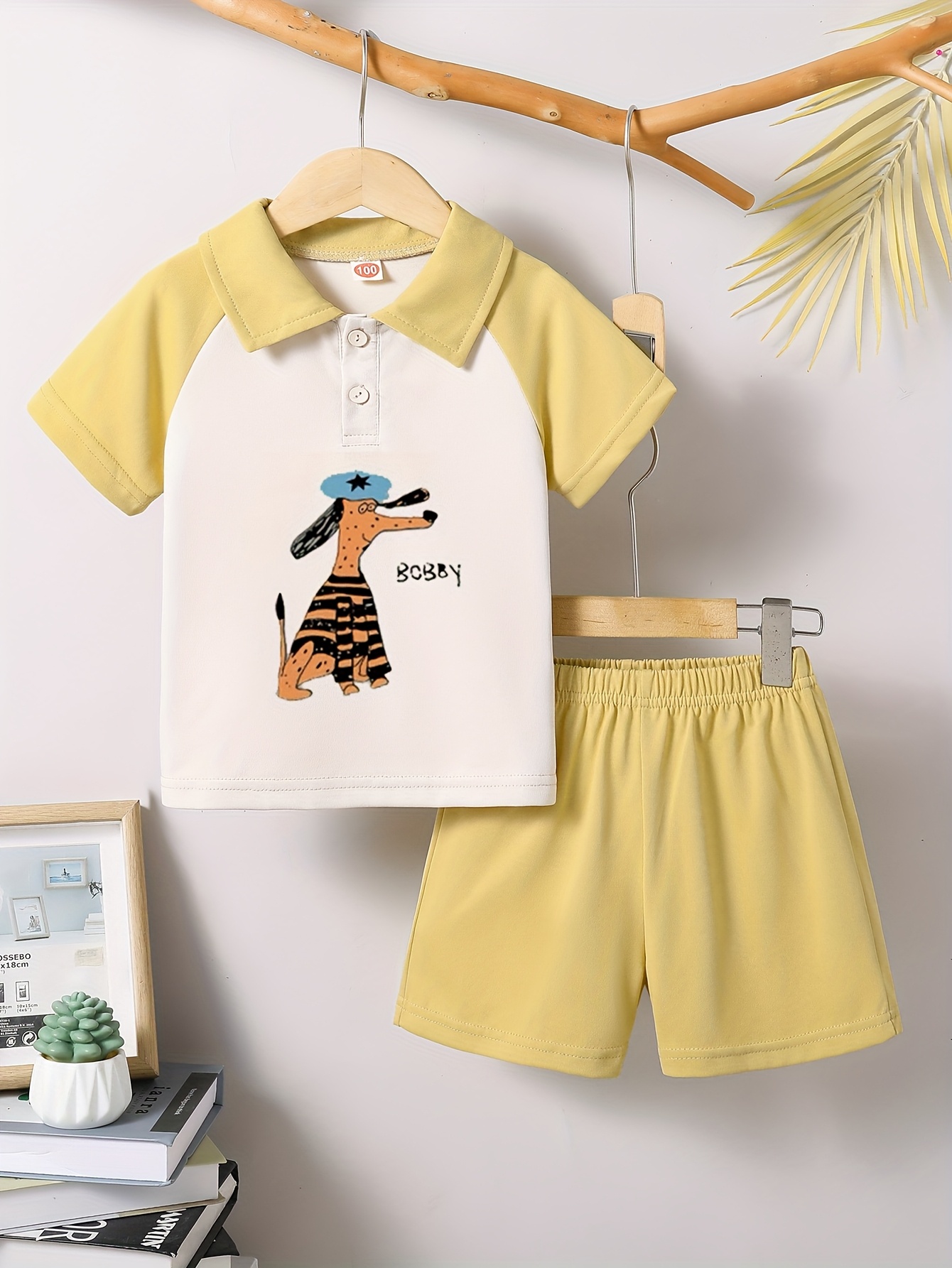 boys 2pcs set navy blue solid color short sleeve shirt Temu