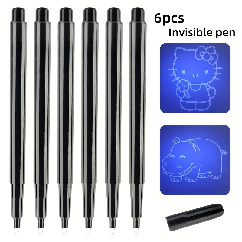 Image of 4pcs/6pcs Invisible Ink Pen, Hidden Handwriting Novelty Gel Pen, Invisible Ink Pen Use Ultraviolet Ballpoint Pen Party Gift, Spy Gift, Classroom Prize And Mark