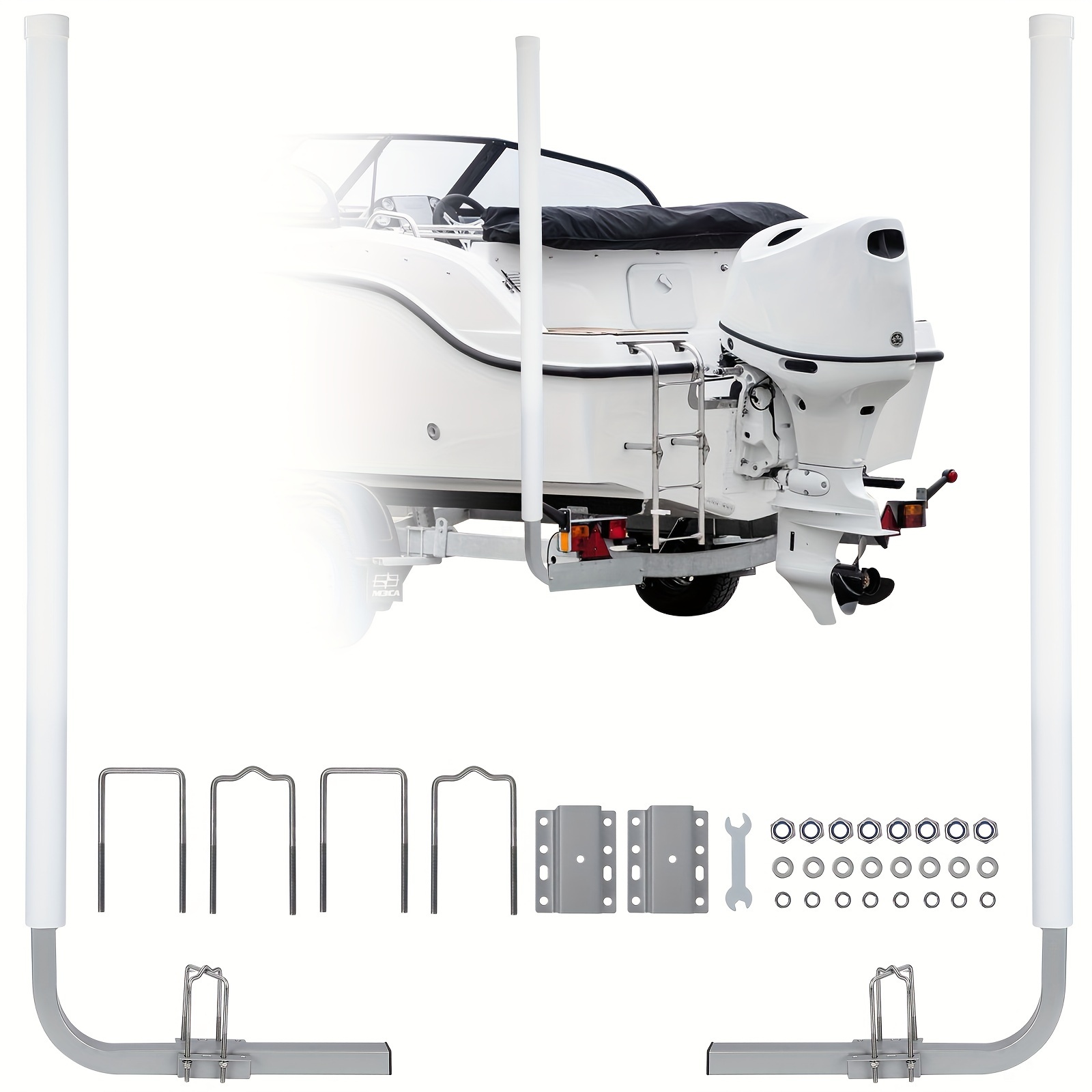 

2pcs Boat Trailer Guide, 60" Adjustable Design Trailer Guide Poles, Rustproof Galvanized Steel Trailer Guide, Trailer Guides With Pvc Pipes Without Light