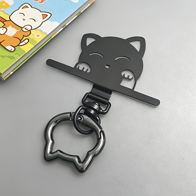 TEMU 2pcs Set (1 Stainless Steel Clip + 1 Spring Ring) 360° Rotatable Cartoon Cat Stainless Steel Connector, With Metal Cat Head Spring , Hanging ,