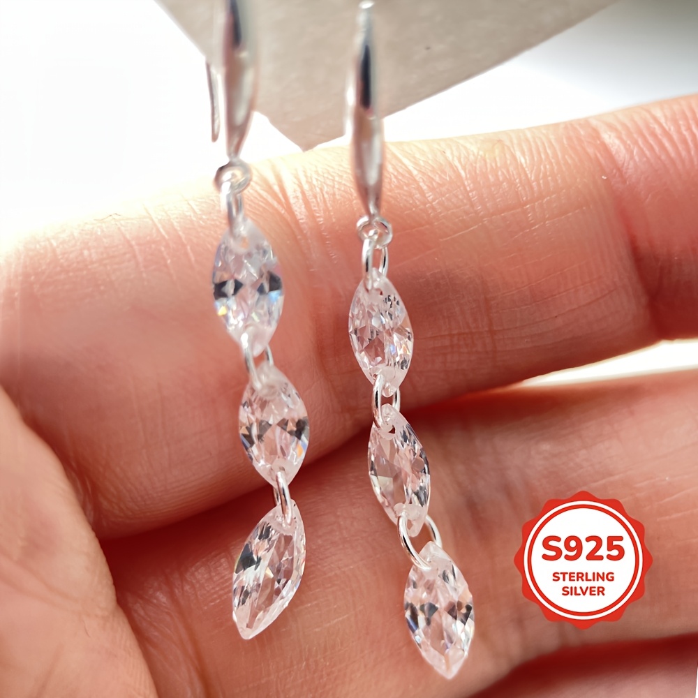 925 Silver Ear Hooks with Zirconia Tassels