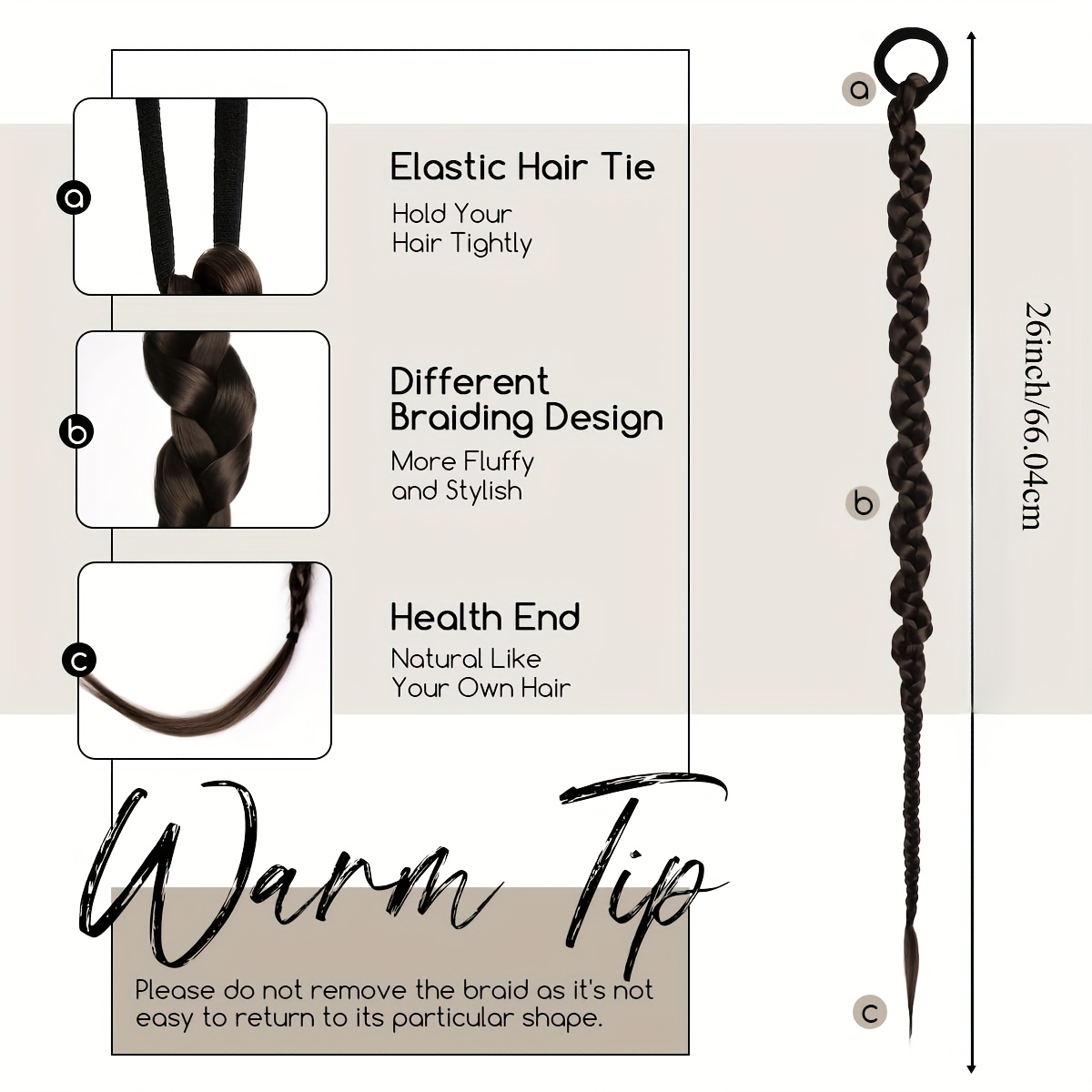 2pcs y2k style 26 inch heat resistant synthetic ponytail extensions for women girls with thin hair japanese korean inspired braid hair extensions for volume length hair accessories details 2