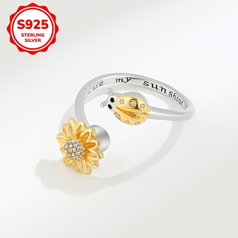Women's Flower Rotatable Decompression Ring Sunflowe
