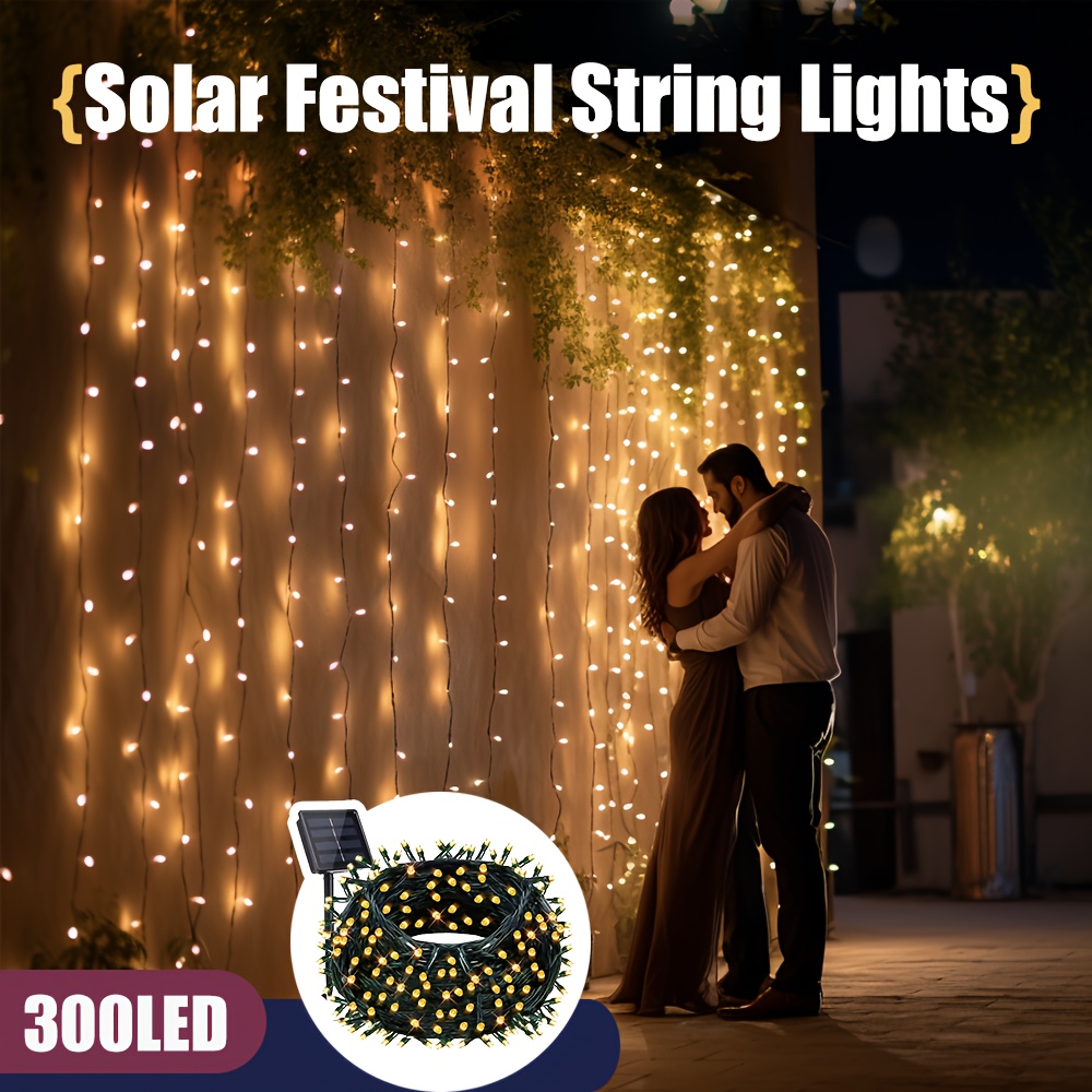 

1pc 20/100/200/300 Led Solar Outdoor Waterproof String Lights, For Parties, Weddings, Gardens, Lawn Paths, Solar Lights, Christmas Decoration