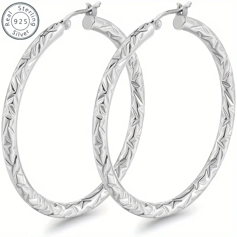 925 sterling silver 40mm carved earrings daily gifts for wife family girlfriend suitable for daily party banquet wear valentines day halloween christmas gift mothers day gift birthday anniversary gift exquisite gift box Product details 3