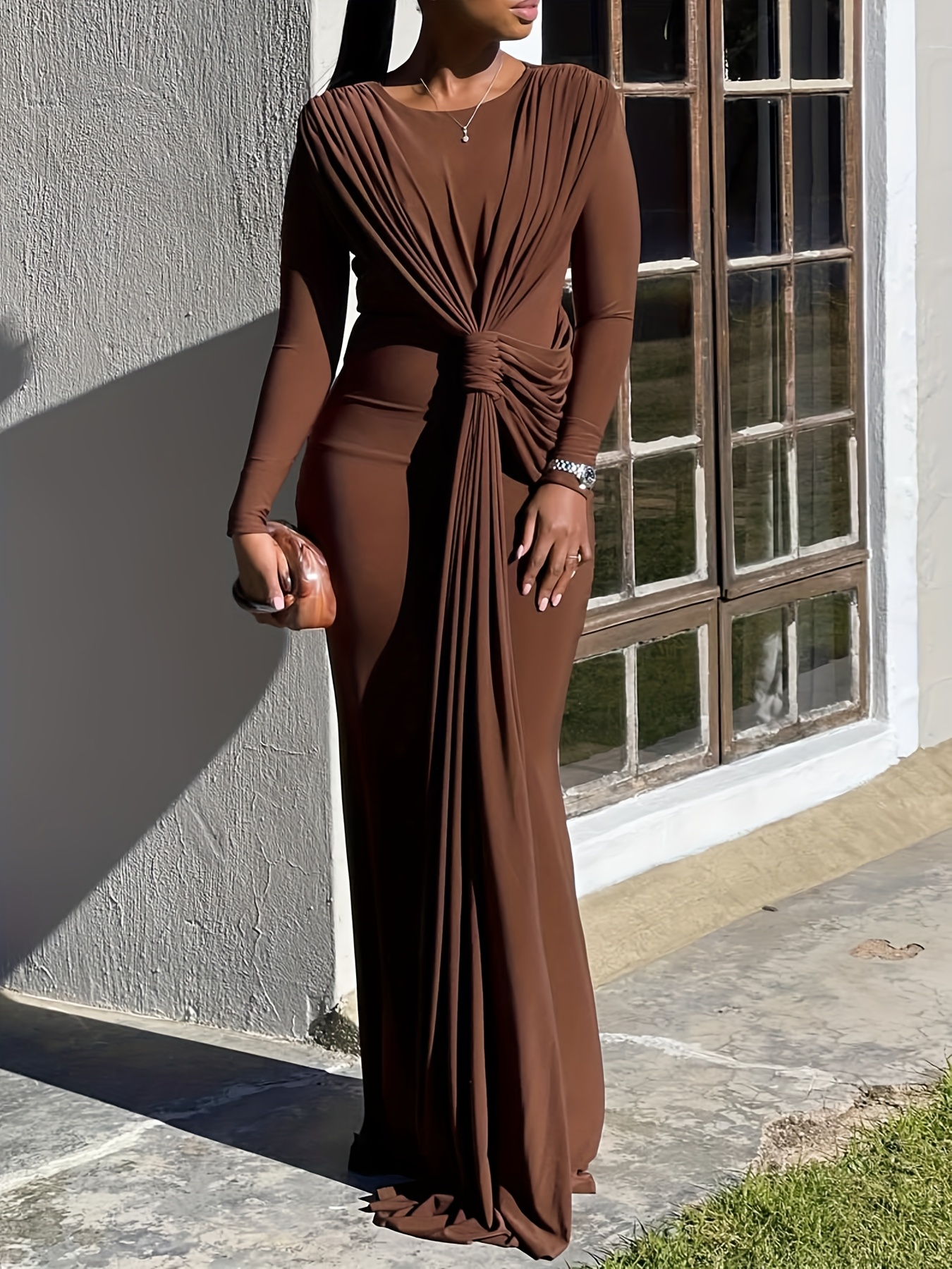 strapless open back dress Bardot Sequin Pleated Maxi Dress - Emerald Green main image 1