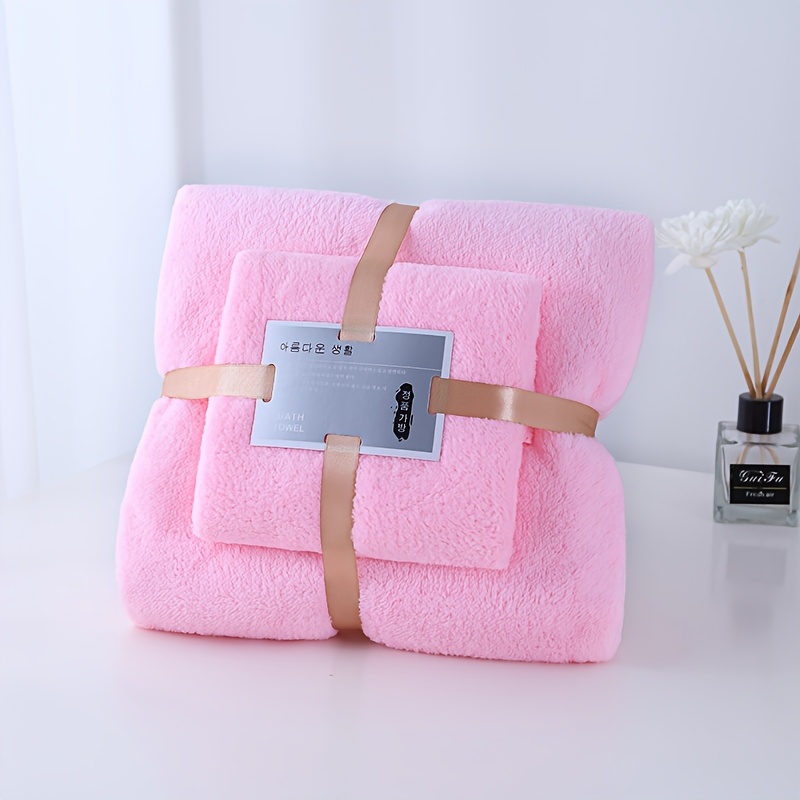 Coral Fleece Bath Towel Set, 333 Gsm Polyester, Quick-dry Absorbent Towels With Cut Edges, Mother And Gift Set