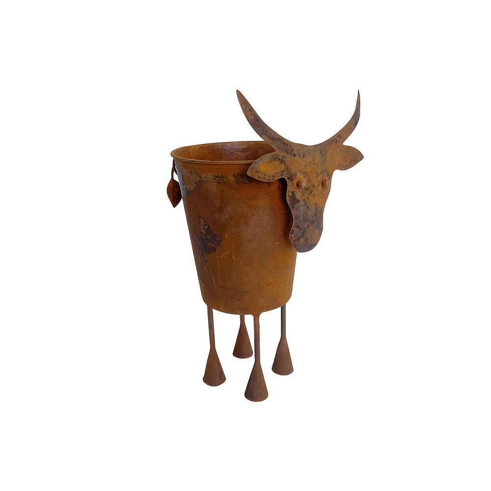 TEMU Vaso per piante a forma di in metallo stile country retr簷, vaso vintage per piante grasse a forma di animale da fattoria, contenitore per piante