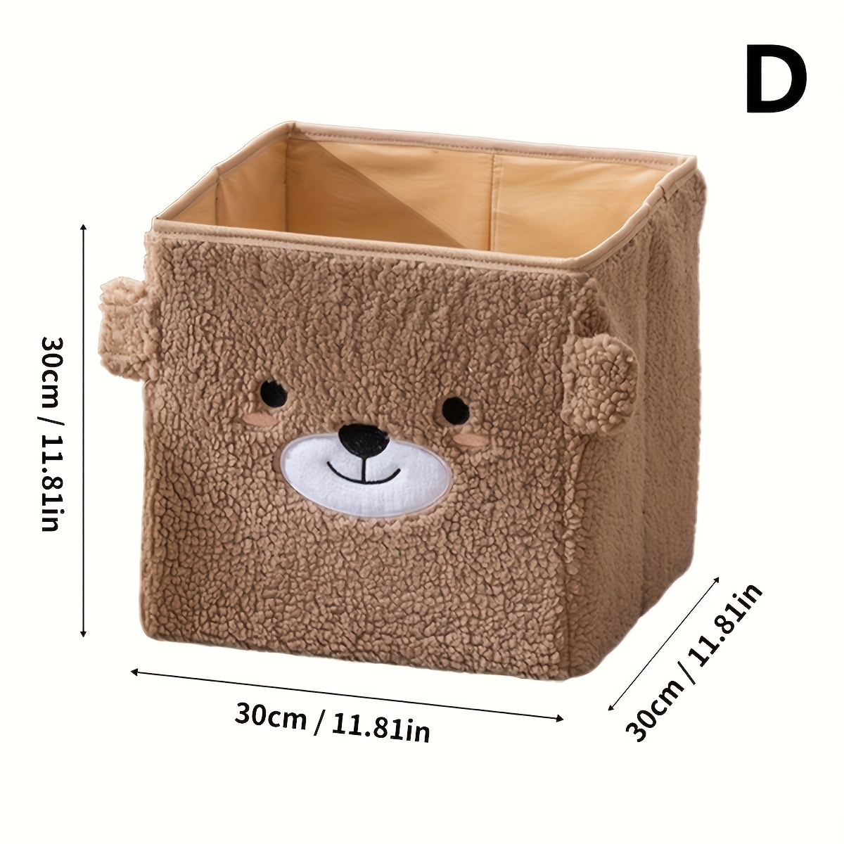 Image of Cute Teddy Bear & Panda Coral Fleece Storage Basket - Foldable, Design, Soft & Durable, Perfect For Bathroom & Bedroom Organization, Ideal For, Shelf Baskets, Shelf Baskets | Design | Durable Storage