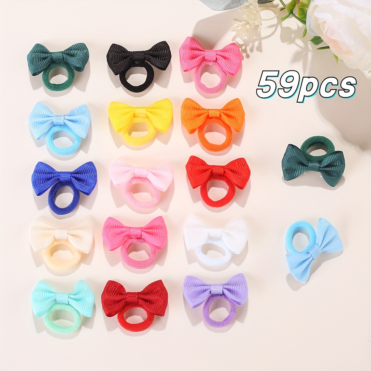 TEMU 59/79/99pcs Mixed Pack Of ' Hair Ties, Non-damaging Colorful High-elasticity Bow Hair Bands, Cute Hair Accessories For Holiday Parties, Daily