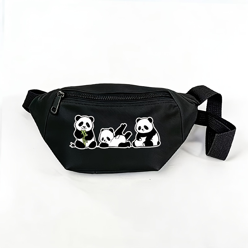 TEMU A Multi-colored Waist Bag Featuring 3 Pandas In Poses, Made From Lightweight And Durable Materials. A Convenient Crossbody Bag For Daily