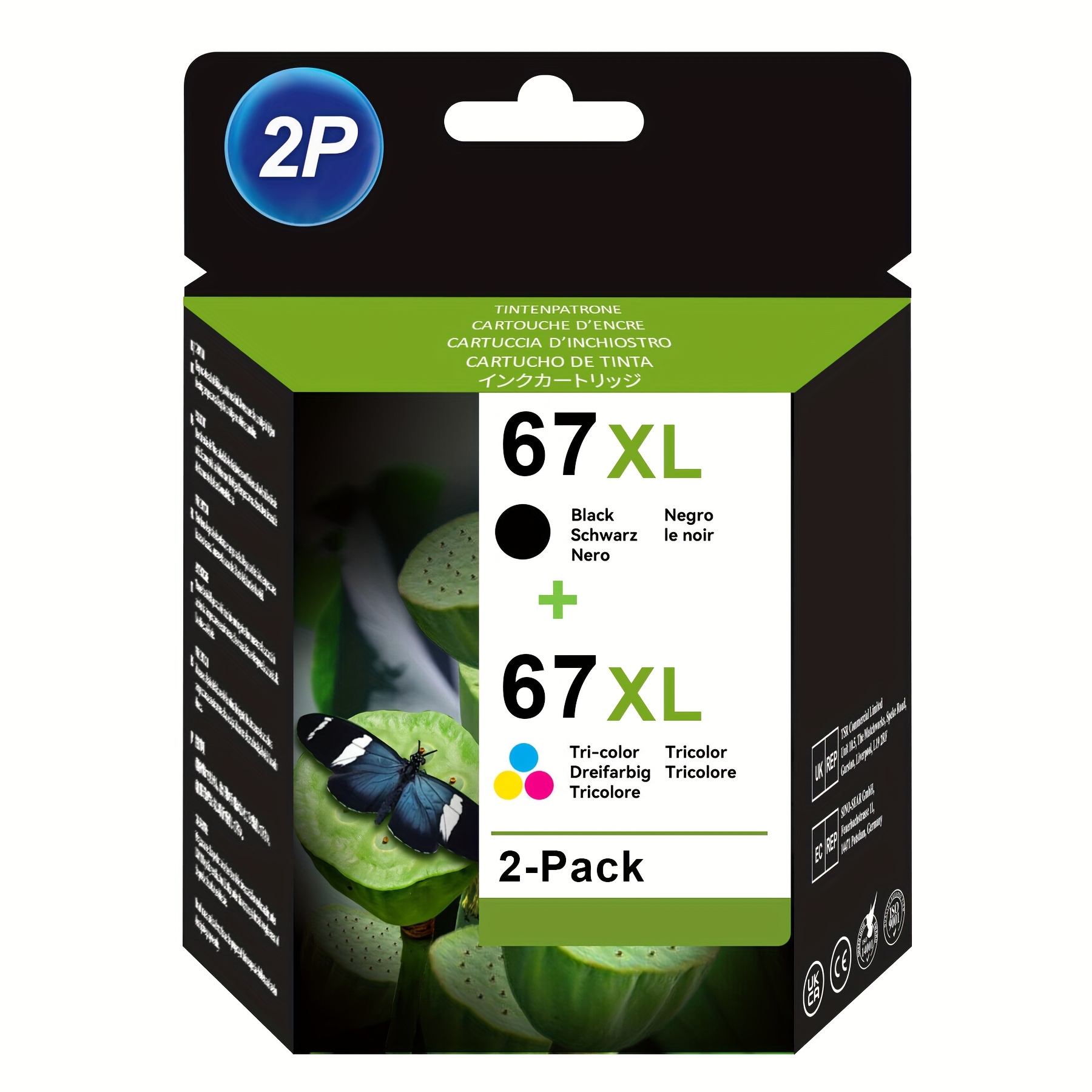 

67xl Ink Cartridge Replacement For 67 Ink 67 Xl Cartridges Works For 2700 2700e 2755e 2755 4155e 4155 6055e 6455e 6400 6055 Pro 6452 6458 6475 Printers 2-pack