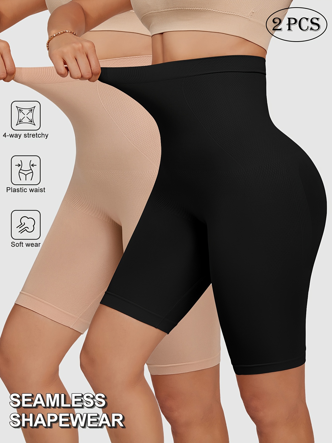 2pcs shorts moldeadores de cintura       mujeres - control de abdomen,   glúteos, pantalones antifriction, ropa   con cinturón plástico, diseño elegante, moda faja,   1