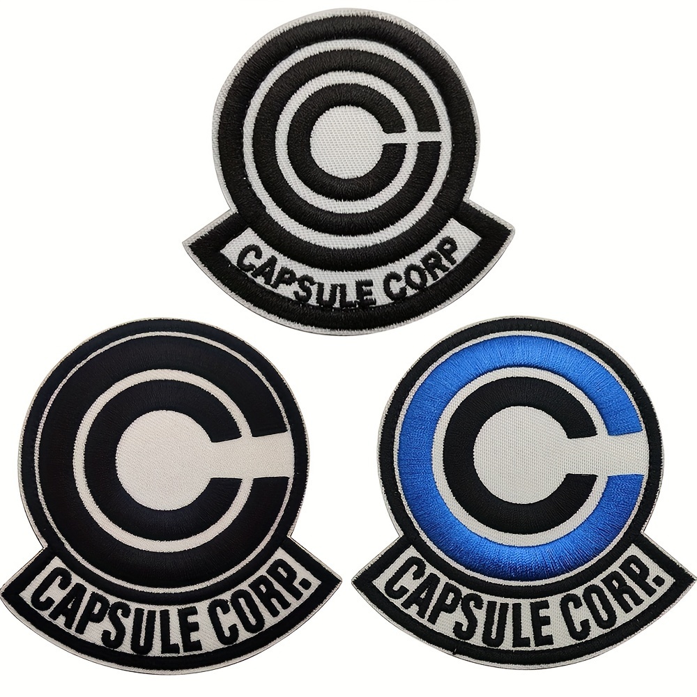 

1pc Capsule Corp Embroidered Patch With Backing For Clothing And , White Emblem Application