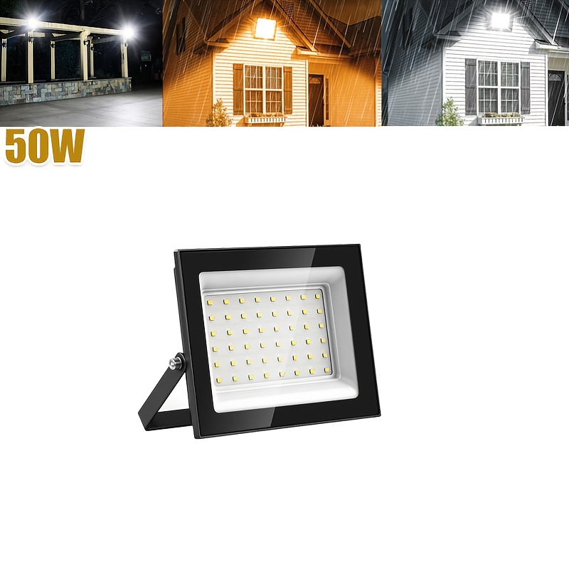 Image of 50w Led Flood Light Outdoor, Led Security Light, Cool White/warm Light With Adjustable 180 Degree Bracket For Garden, Garage And Yard, Backyard, Driveway Patio, No Plug