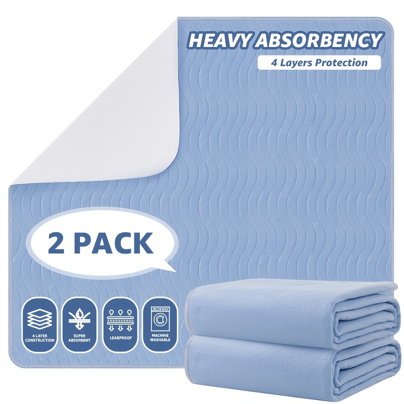 Image of 2-pack Super Absorbent Washable Pads, Quick-dry Reusable Nursing Pads For Pregnant Women And Adults, High-quality Polyester Fiber Protective Pads For Bed, Couch, Sofa, Local Warehouse
