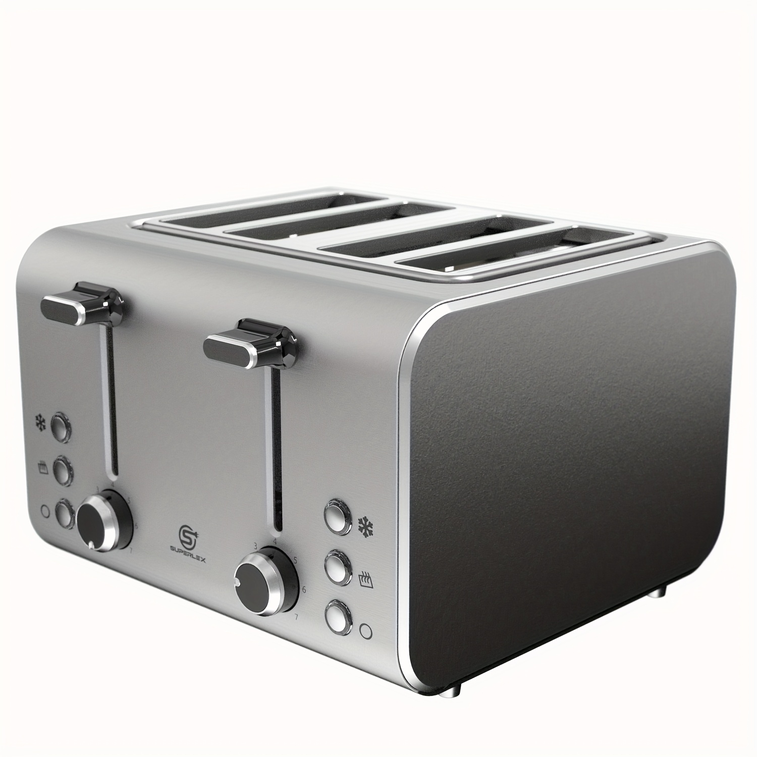 E-shop SUPERLEX 4-Scheiben-Toaster mit Digitalanzeige, Auftau-/Aufwärm-/Abbruch-Funktionen, automatischem Aufspringen & abnehmbarem Bröselbehälter,