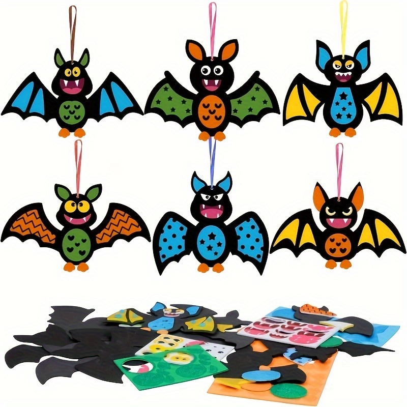 

12-piece Bat Craft Kit: Diy Decorations - Classic Style, Felt Material, No Feathers, Battery-free