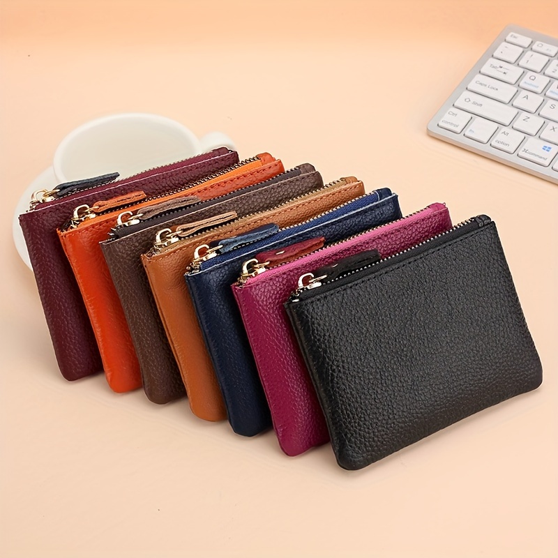 

Classic Mini Solid Color Zipper Walley For Women, Daily Use Carry All Pouch For Daily Use