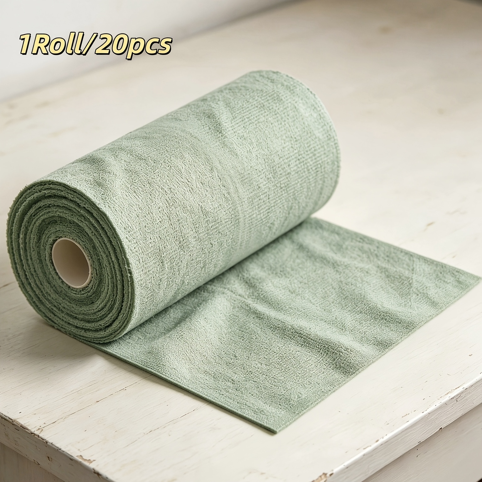 TEMU 1 Rouleau Extra Large de Chiffon de Nettoyage en Microfibre Vert, Serviette à Détacher, Idéal pour la Nettoyage de Voiture, Cuisine et Maison