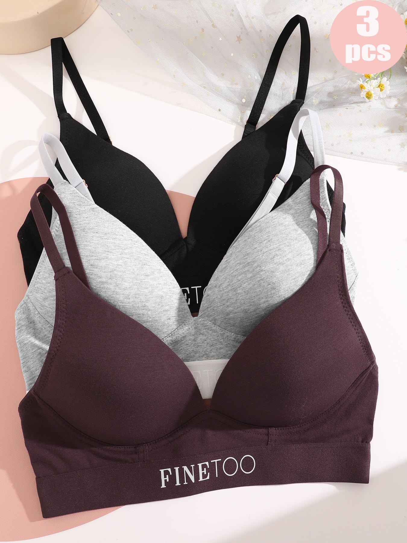 salsation cotton bra タイダイ Women's Cotton Full Coverage Wirefree Non-padded Lace Plus