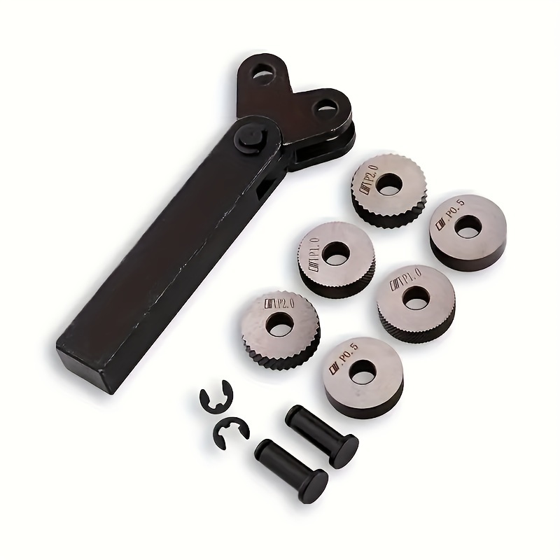Set orodij za narebrjenje v plastični škatli, 7 kosov z držalom / Set kotalnih koles, 10 kosov, z diagonalnim z žlebovino na razmikih 0,5 mm,