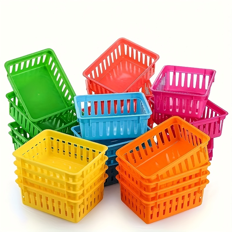 8pcs Stackable Plastic Storage Baskets for Office and Home