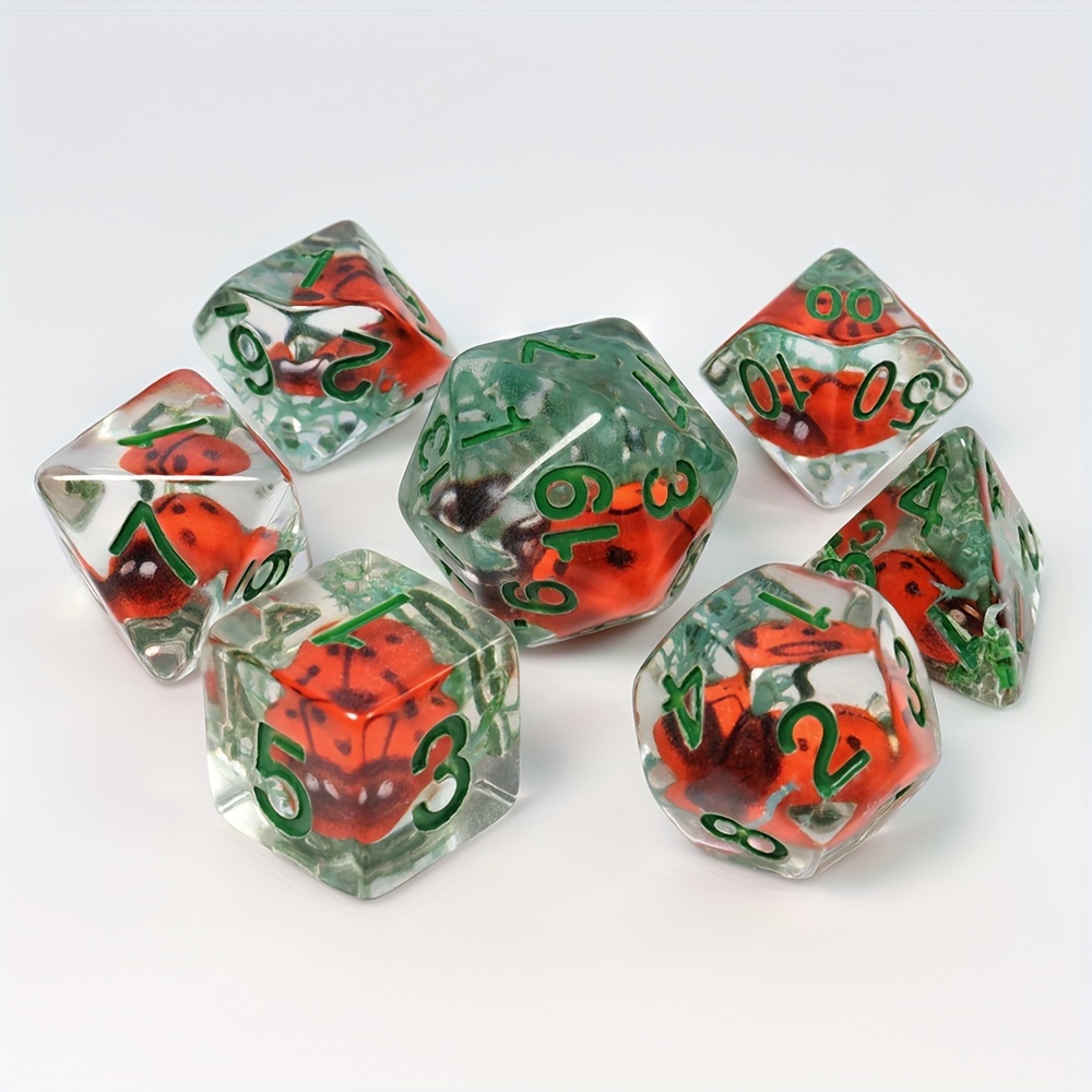 7pcs Board Game Resin Dice with Embedded Cartoon Objects