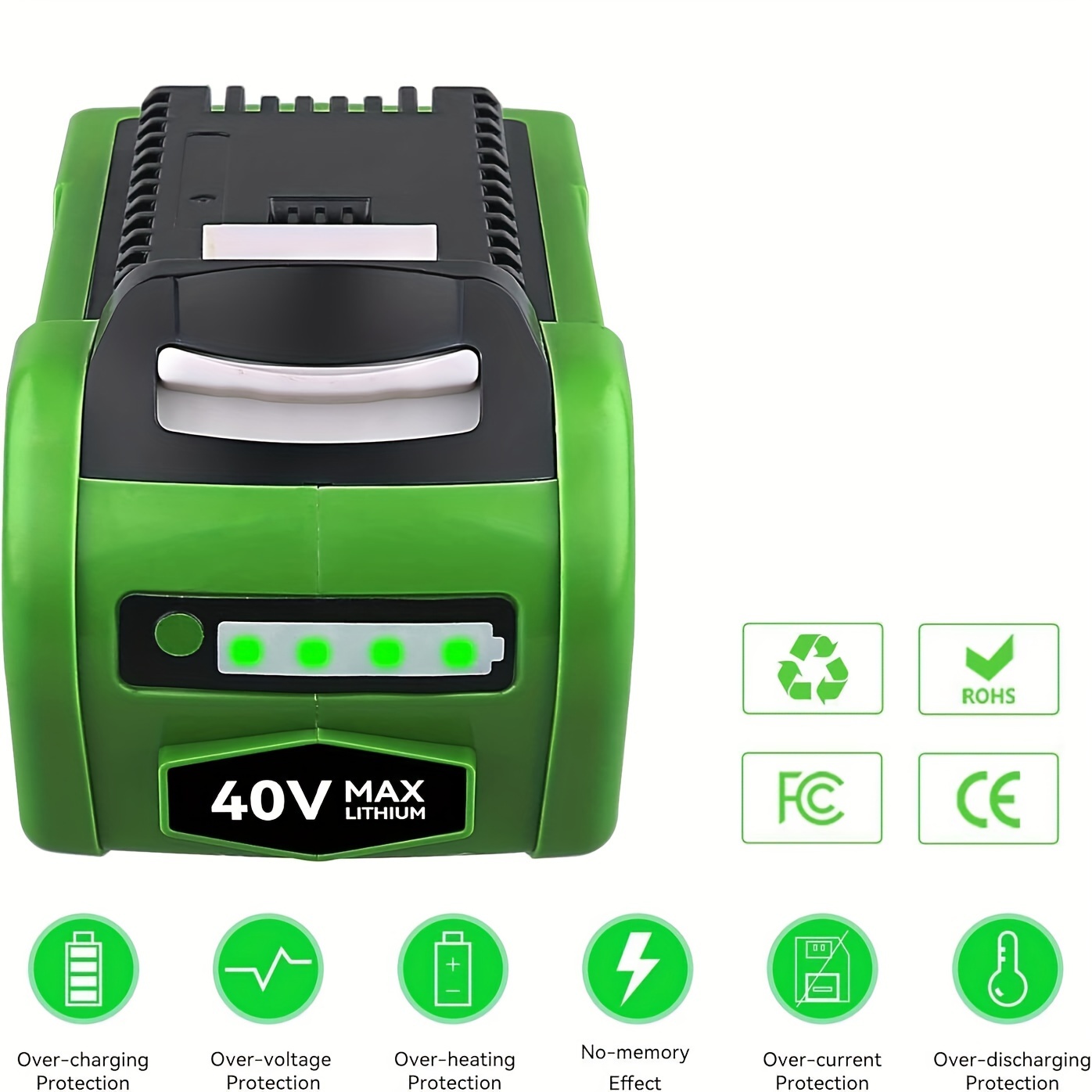 1 6.0ah 29462 29472 Battery Replacement Greenworks 40 Volt - Temu
