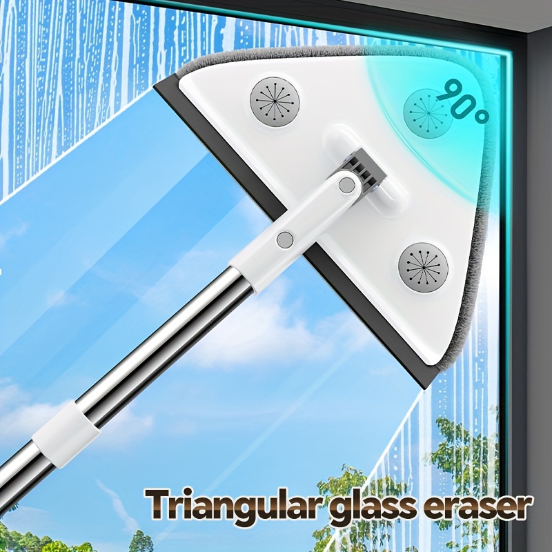 

Joybos Triangle Glass Eraser Cleaner With Swivel Heads, Stainless Steel Handle, Medium Firmness - Outdoor, Car, Patio, Wall Window Cleaning Tool, High-rise Window Cleaning, No Electricity Needed