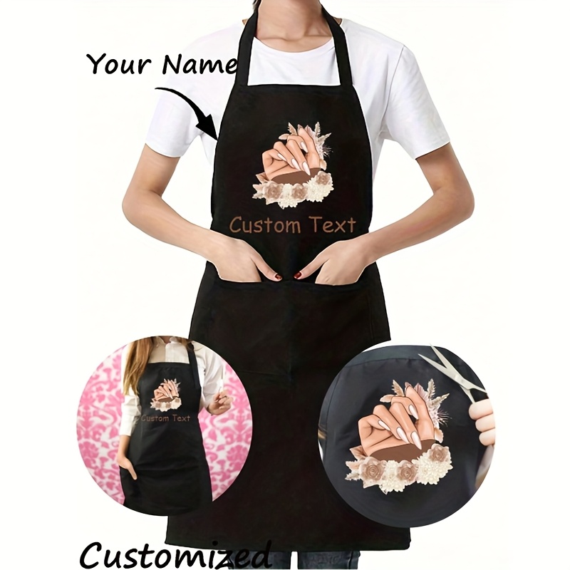 TEMU A Custom Polish Printed Apron, Featuring Your Text And Name, Suitable For Nail Technicians In A Work Environment. Customizable For Men And Women