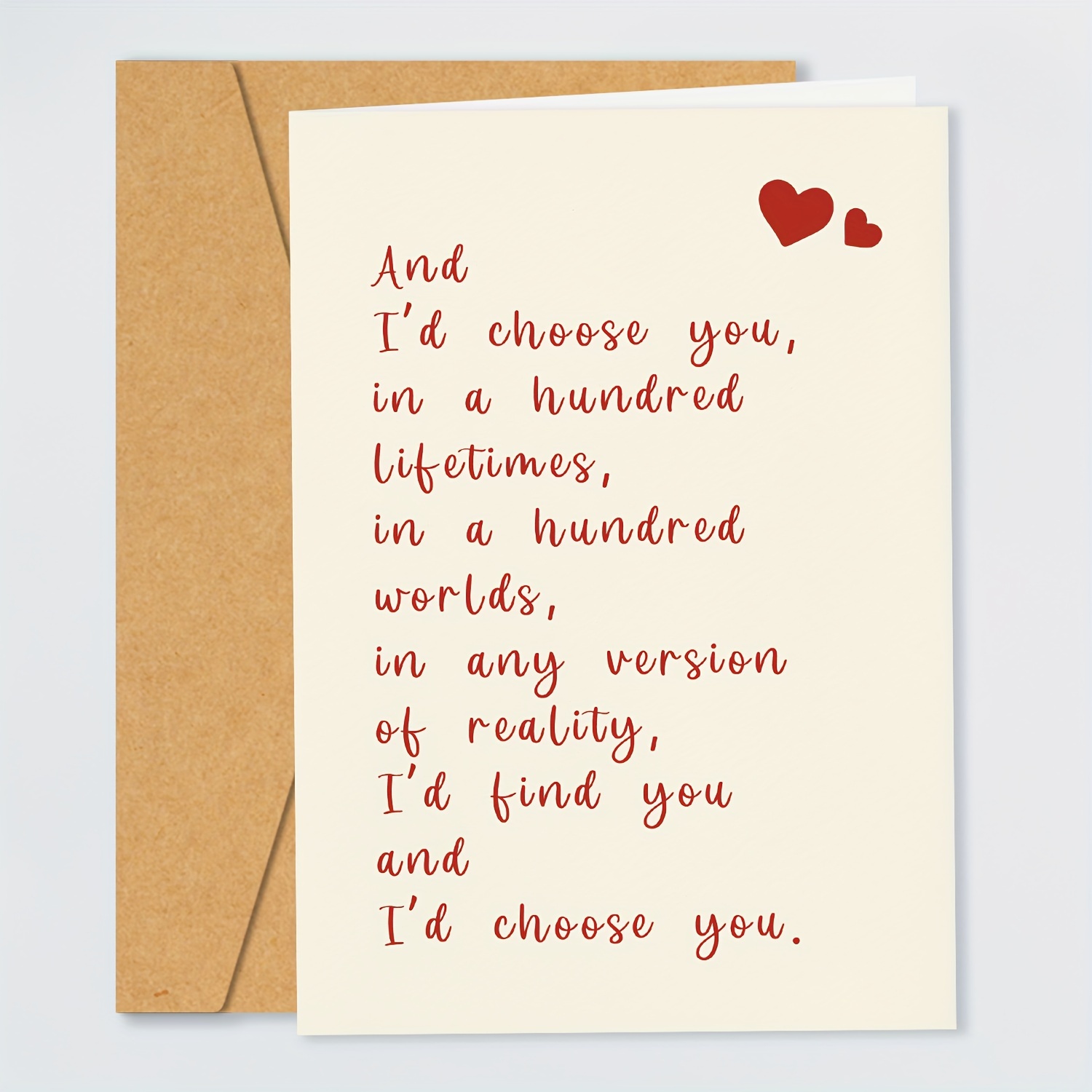 

1pc, Anniversary Card For Him Her, Romantic Love You Card For Boyfriend Girlfriend, Poem Valentines Day Card, Thinking Of You Card, I Choose You Card
