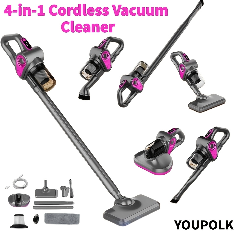 TEMU 4-in-1 For Home Cordless Vacuum Cleaner, 45000pa Vacuum Cleaners For Home, Usb Rechargeable, Hepa Filter, Anti- Stick Vacuum Self-standing, 3