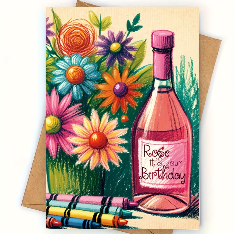 Red Wine Flowers Funny Birthday Card Pictures Humorous - Temu
