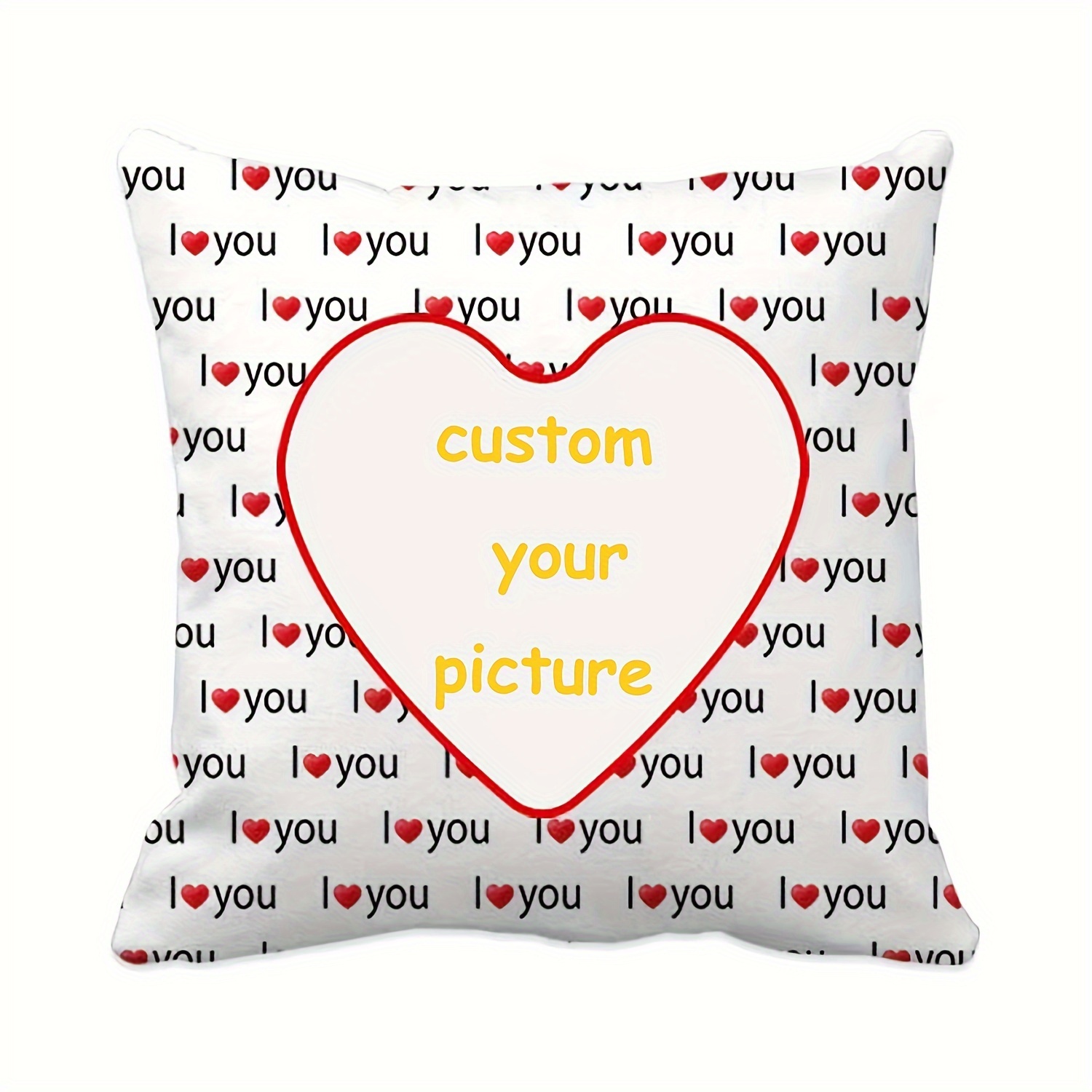 

Customized Short Plush Decorative Pillow With Single Sided Printing 18x18 Inch I Love You Personalized Photo Pillows Gifts For Couples (pillow Core Not Included)