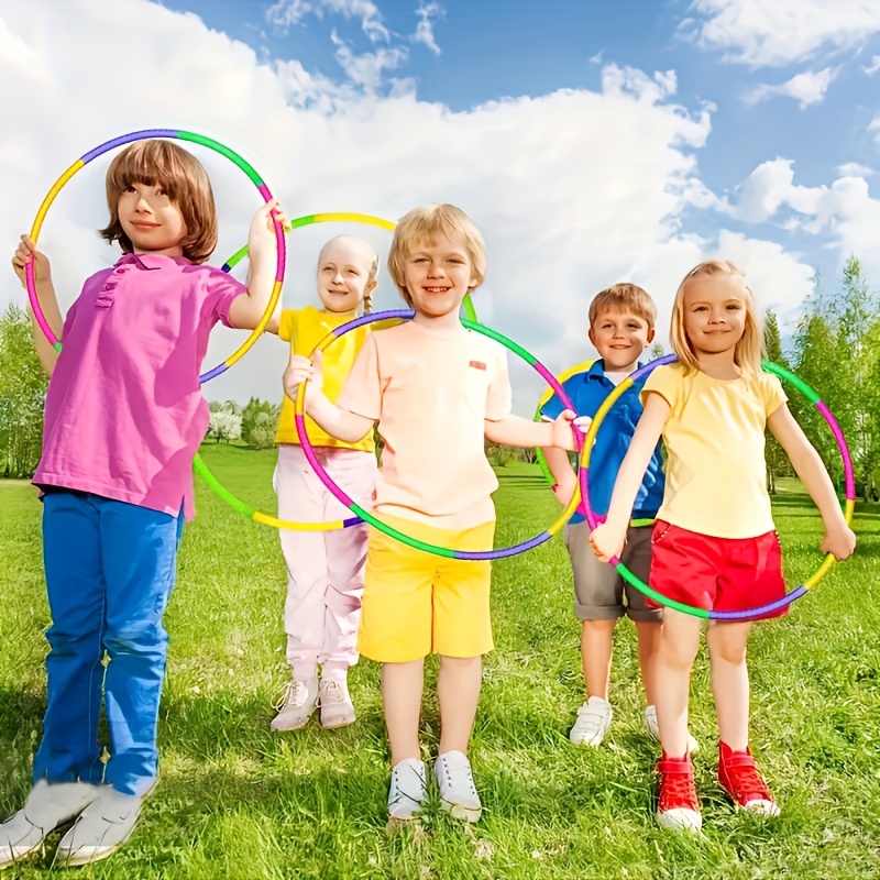  Paquete de 8 aros de ejercicio para niños y niñas, longitud  ajustable desmontable, color de juguete, aro de plástico para fitness,  deporte, jugar gimnasia, juegos de fiesta para adultos, equipo de