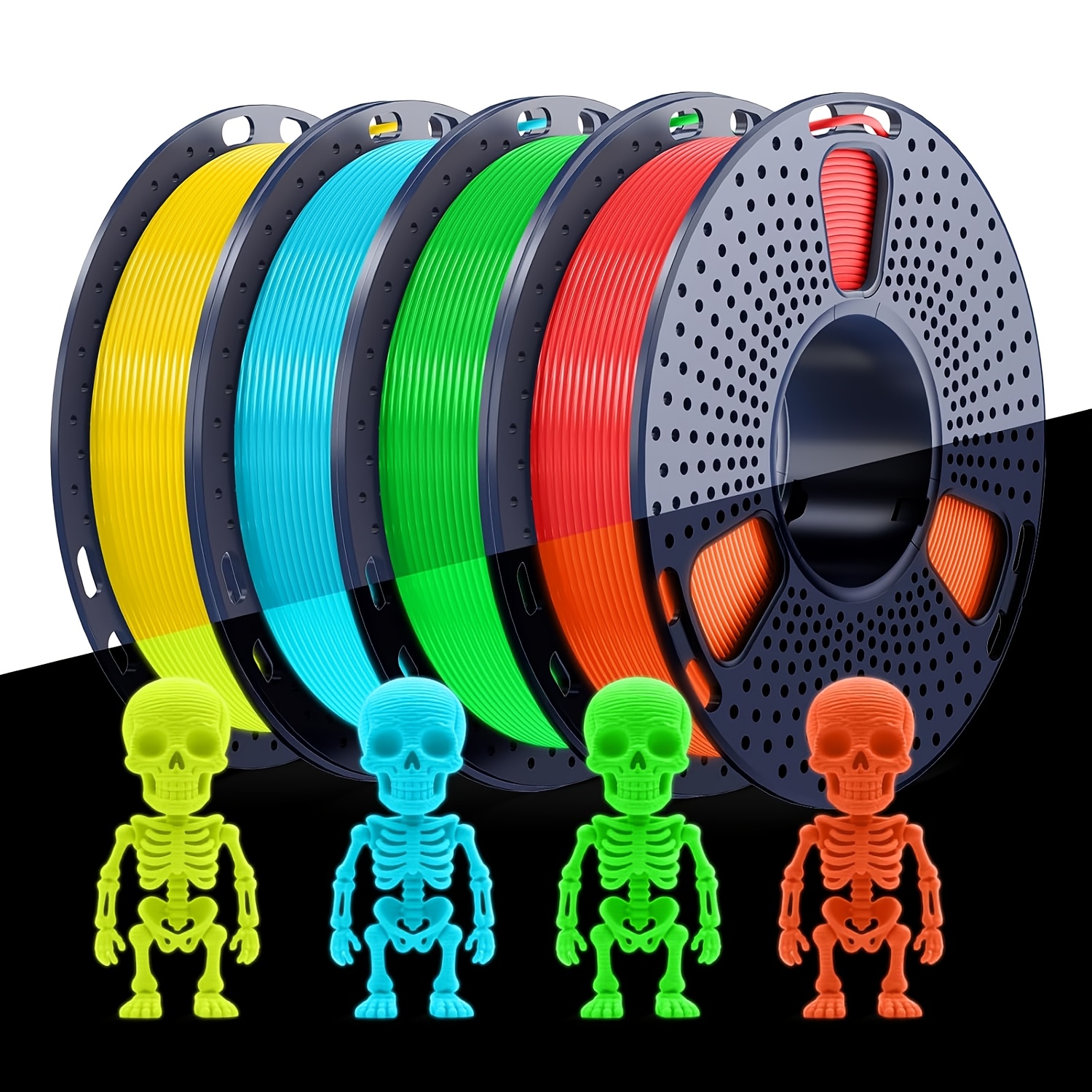 Image of 4-roll (1kg/2.2lbs) Pack Sunlu Glow In The Dark Pla Filament - Glow Suitable For 3d Printer Compatible For Sunlu Printers, Wound Spools, 1.75mm Diameter, For,, & Professional 3d Printing