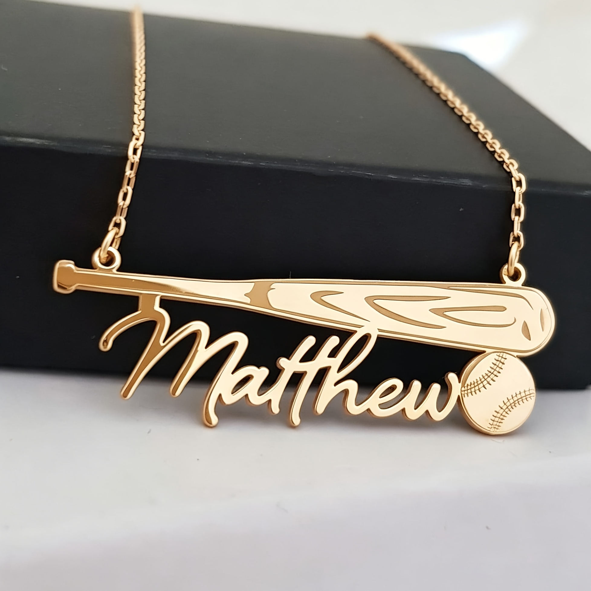 TEMU Custom Name Baseball Bat Personalized Baseball Choker Softball Stainless Steel Jewelry Sport Gift Gift For Sports Enthusiasts