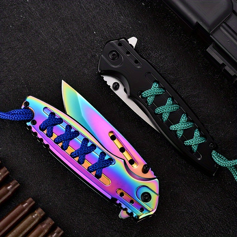 

Folding Knife, Wilderness Survival Pocket Dagger, Color Titanium Process, Can Be Used For Fishing