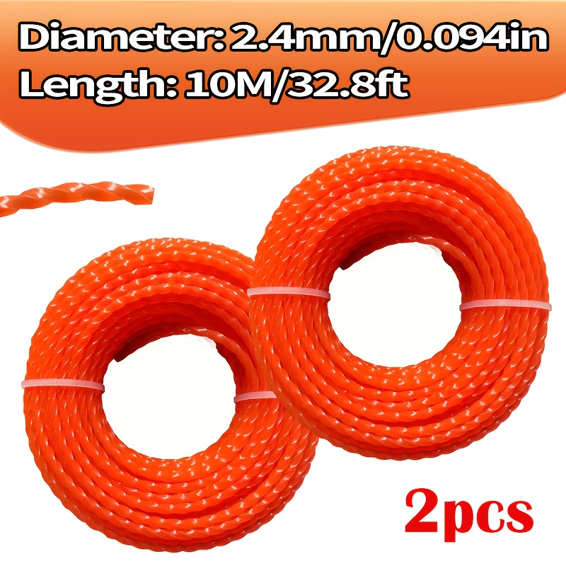 Variea-2-pack Durable Twisted Grass Trimmer Line, High- Grass Cutter String For Brushcutter, 10m, 2.4/2.7/3.0/3.5mm Diameter, Durable Lawn Mower Cord Replacement