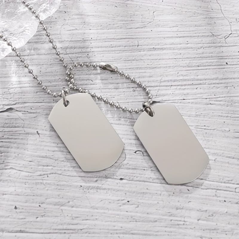 1pc Stainless Steel Glossy Tag Necklace High Polished Titanium Stainless Steel Pendant Men's Casual Trend Jewelry