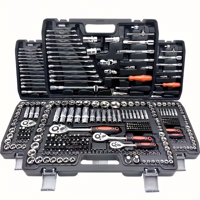 multi functional car repair tool kit black 46 black 216 with plastic storage box including hex wrench 1 2 3 deep and standard ratchet socket screwdriver and extension rod suitable for Product details 1