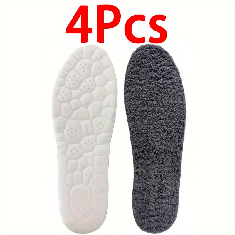 4pcs Winter Warm Plush Insoles For Women Men Thicken Thermal Shoe Pad Sports Inserts Boots Insole
